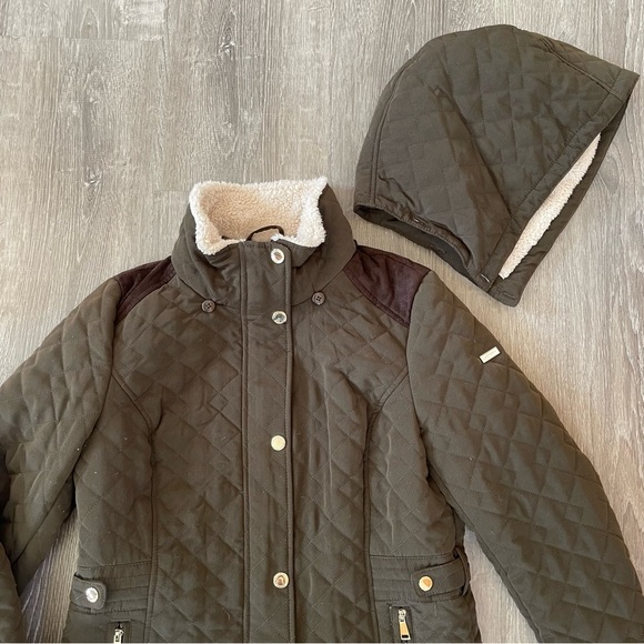 *Laundry Quilted Loden Green Jacket - Hood & Gold Accents - Picture 2 of 6